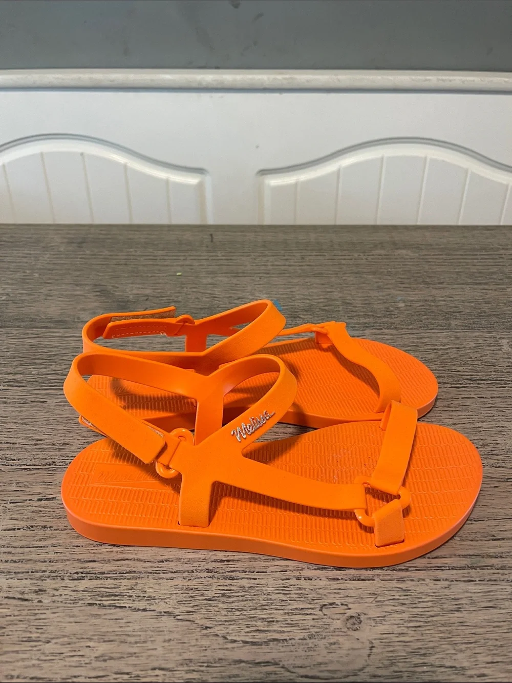Mini Melissa Sun Downtown Sandals‎ Orange Girls Size 4